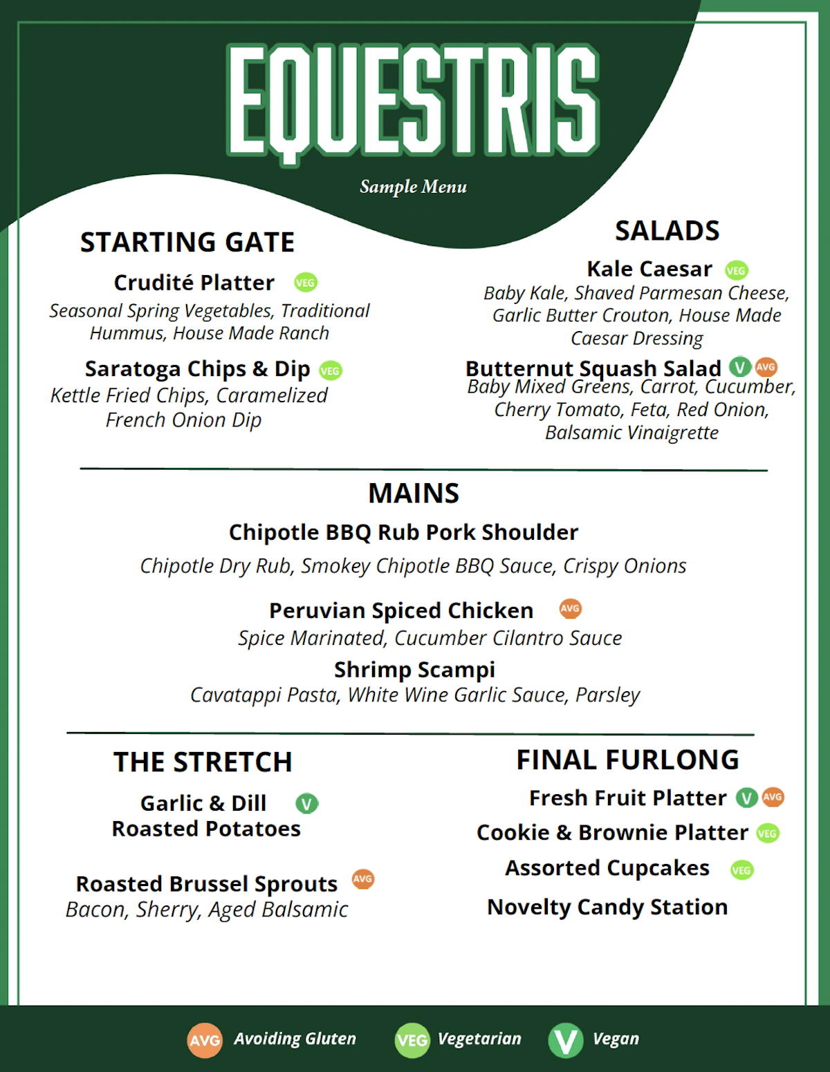 Equestris Sample Menu Aqueduct 2 Spring 2026
