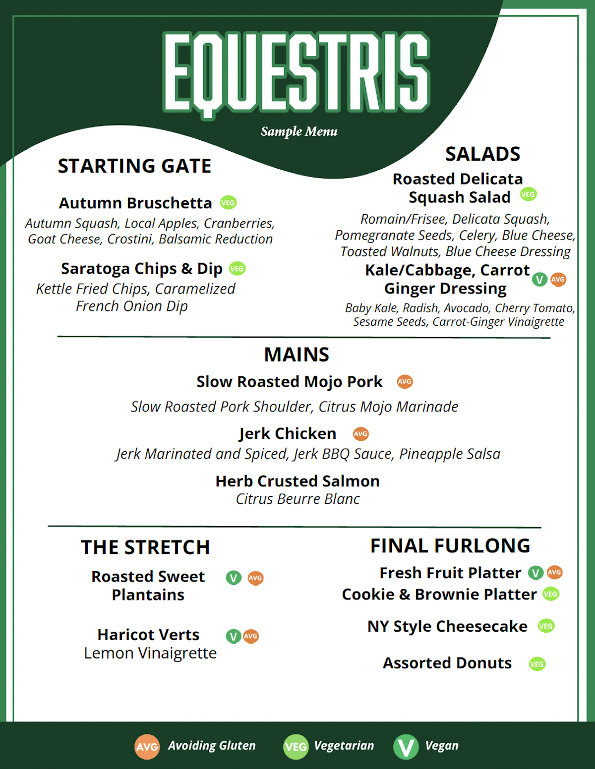Equestris Spring 2026 Sample Menu 1